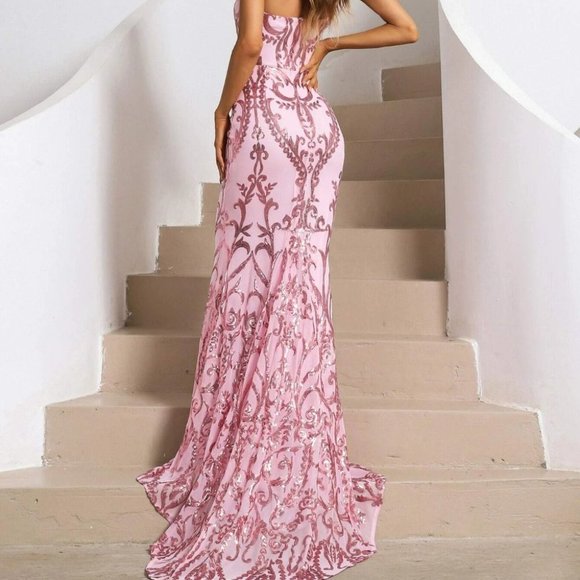 Pink Formal Maxi Dress with tail - Picture 13 of 15